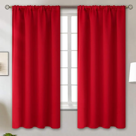 BGment Red Blackout Curtains 63 Inches Long by BGment