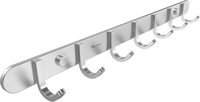 Towel Hook Rack Brushed Nickel 17-Inch Coat Hook Rail Wall Mounted by Sagmoc