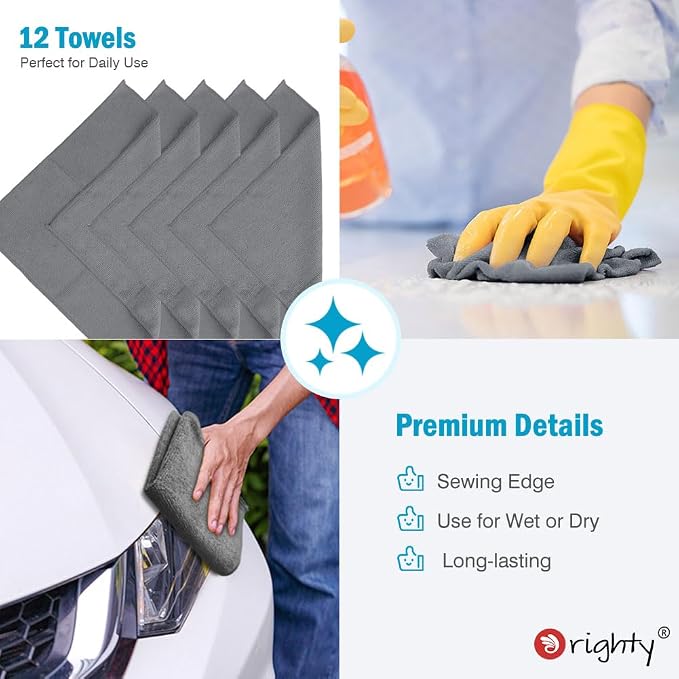 Orighty Microfiber Cleaning Cloth, 12 Pack Microfiber Towels - Image 6