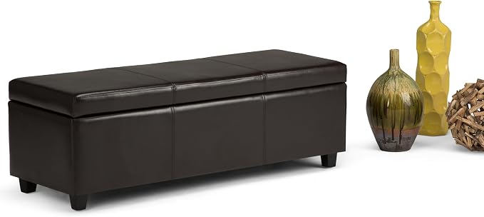 SIMPLIHOME Avalon 48 inch Wide Contemporary Rectangle Storage Ottoman Bench in - Image 11