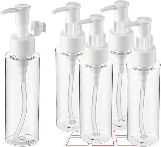 5 Pack 3.4 Oz/100ml Travel Pump Bottle TSA Approved Empty Plastic Pump Bottles by wowang