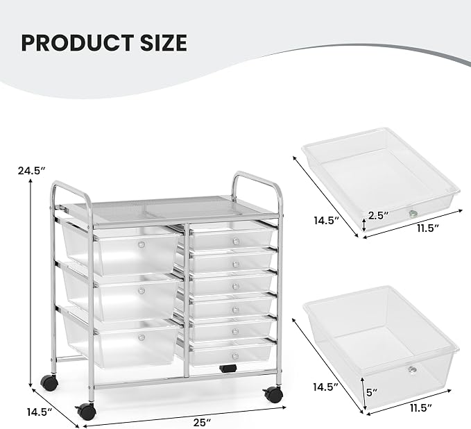 GOFLAME 9-Drawer Rolling Storage Cart, Mobile Utility Cart - Image 3
