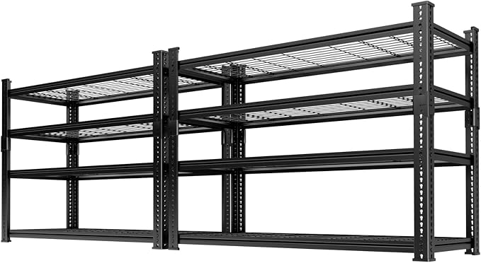 Storage Shelves Heavy Duty 2 PCS, 4-tier Adjustable Metal Industrial Utility by ROOMTEC