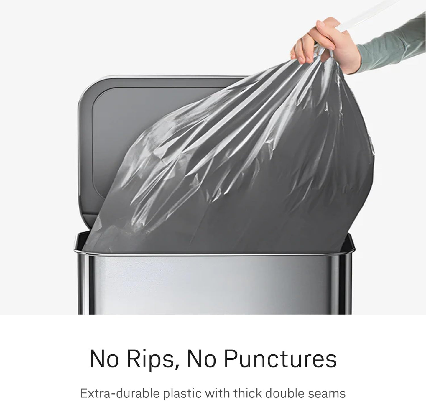 simplehuman Code J 100 Count Odorsorb® Custom Fit Liners, Drawstring Odor Absorbing Trash Bags, One-by-One Mess-Free Dispense, Extra Thick & Double Seamed, 50% PCR Plastic, 38-45 Liter / 10-12 Gallon