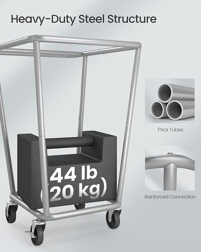 SONGMICS Laundry Basket with Wheels, 34.3 Gallons Rolling Laundry Hamper with - Image 4