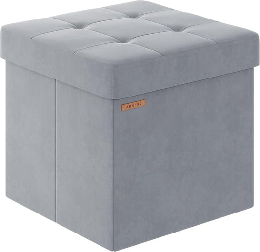 Folding Storage Ottoman, Velvet Storage Bench, by Liveinacomfortablehome