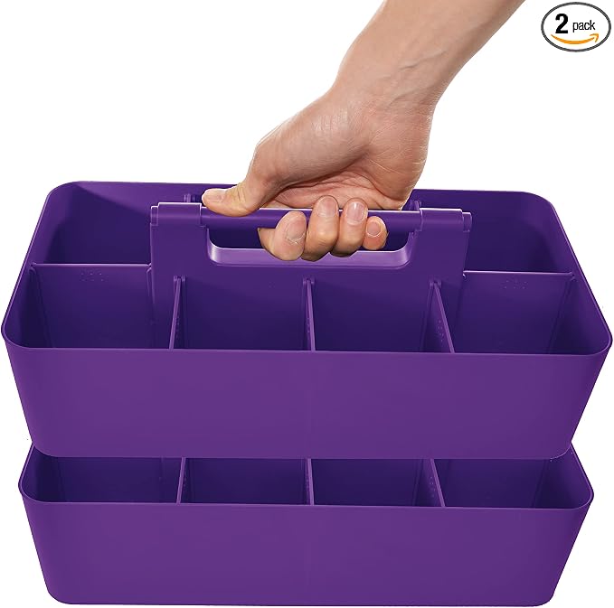 2 PACK Portable DIY 8 Dividers Durable Plastic Tote Tool & Supply Cleaning Caddy by EnjoyOrganizer