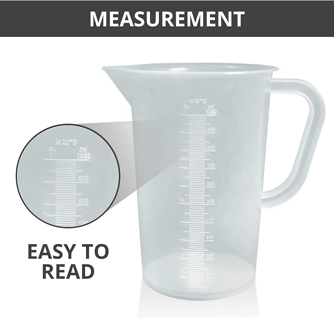 Plastic Graduated Measuring and Mixing Pitcher - 1000ml Plastic Graduated - Image 3