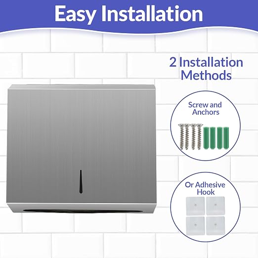 Paper Towel Dispenser Wall Mount, Brushed Stainless Steel Commercial Paper - Image 3