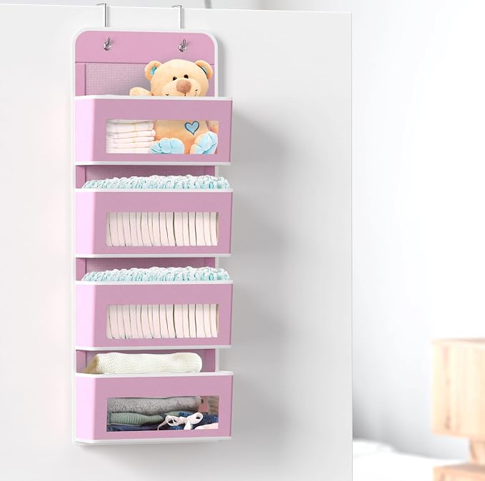 Simple Houseware 4 Clear Window Pocket Over Closet Door Storage Hanging - Image 4