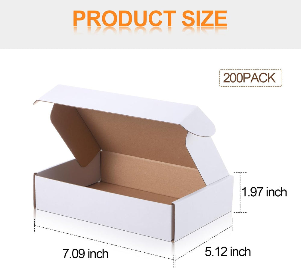 Qilery 200 Pcs 7.09 x 5.12 x 1.97 Inches Mailing Boxes White Mailer Boxes