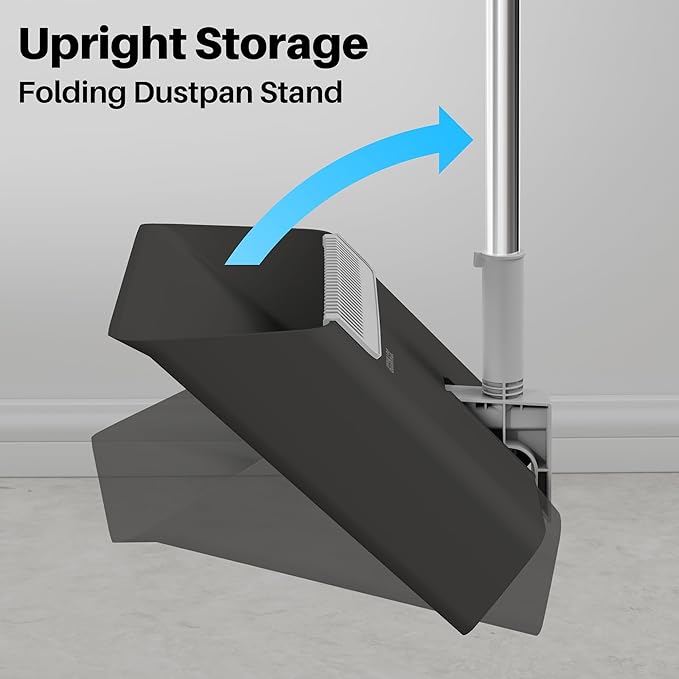 JOYMOOP 2 Pack Broom and Dustpan Set, Upright Angle - Image 9