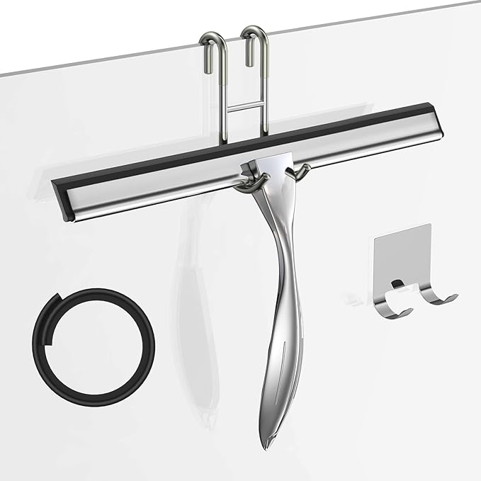 Shower Squeegee for Glass Door 12-Inch Stainless Steel Bathroom Squeegee Window by SSTOOHL