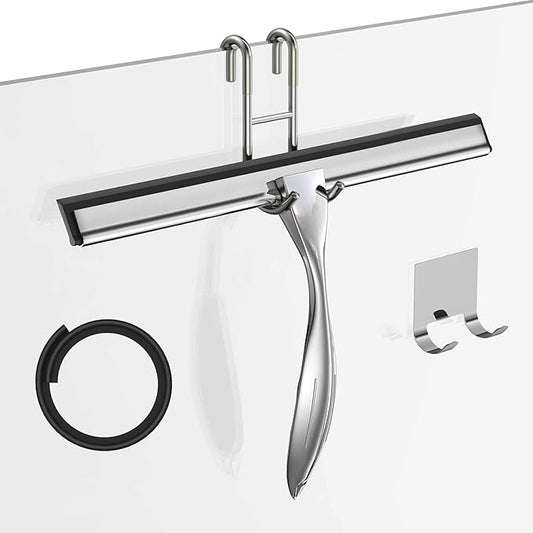 Shower Squeegee for Glass Door 12-Inch Stainless Steel Bathroom Squeegee Window by SSTOOHL