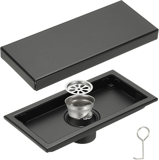 uxcell Rectangular Shower Drain, Brushed 304 Stainless Steel Odor-Proof Floor by uxcell