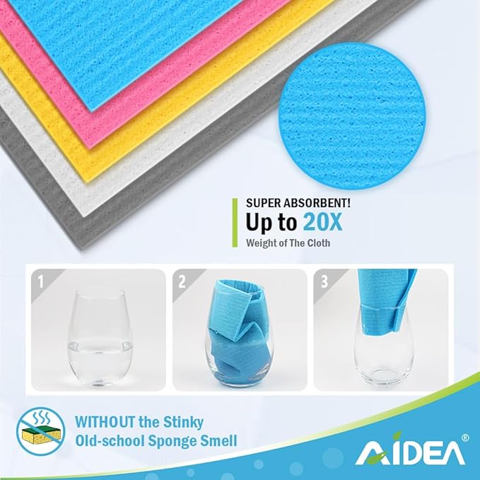 AIDEA Swedish Dishcloths for Kitchen-20PK, Absorbent Sponge Dish Cloth - Image 3