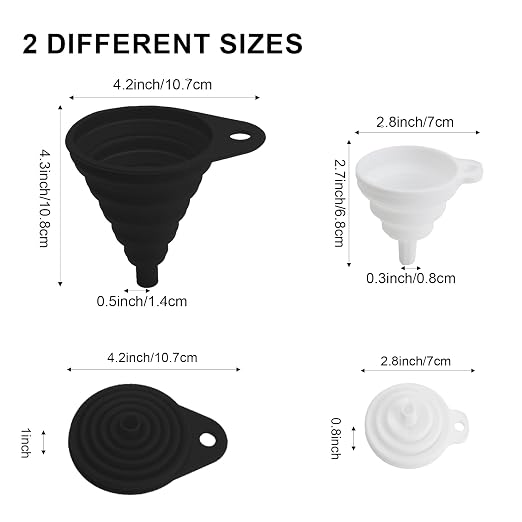 Kitchen Funnel Set, Food Grade Foldable Small and Large Funnel, Silicone - Image 3