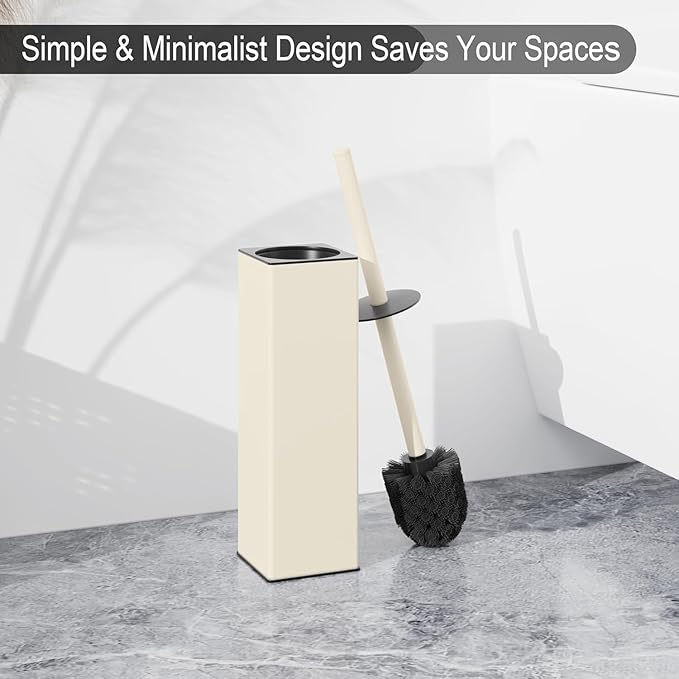 BVL Toilet Brush and Holder Set White Freestanding - Image 2