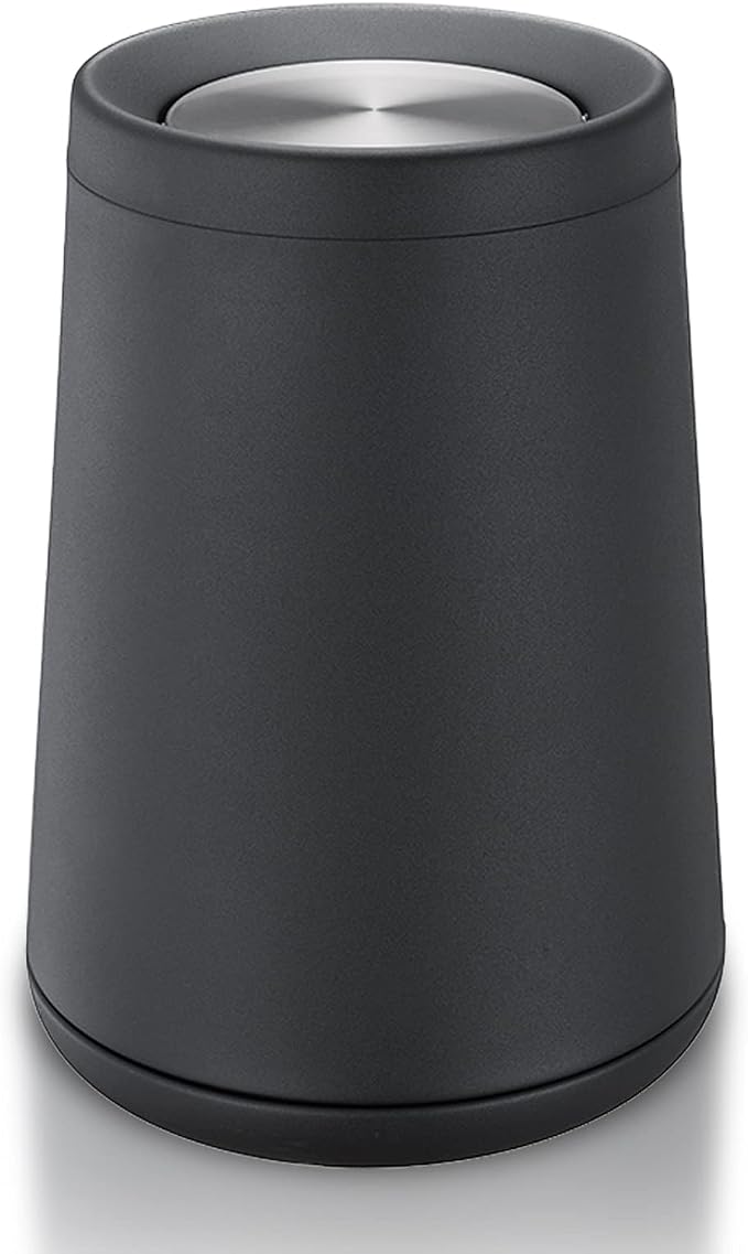 Household Swing Black Bathroom Trash Can，Brushed Stainless Steel，10 L/3 by BRIEFHUMAN