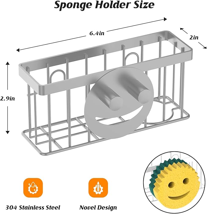Sponge Holder Smiley Face, Sink Caddy, Sink Organizer Sponge Holder - Image 2