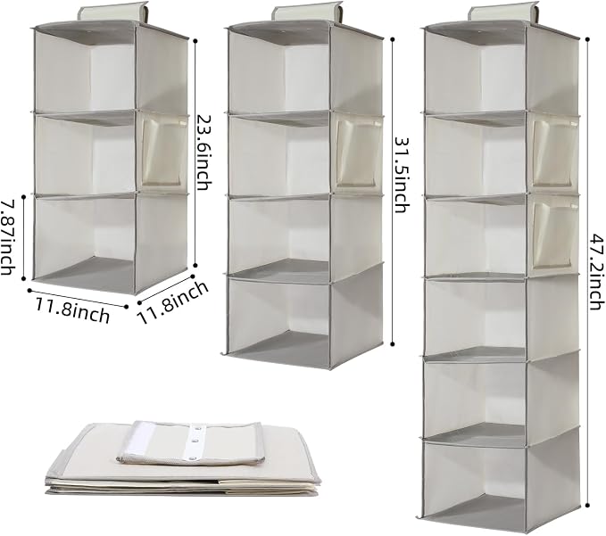 2 Packs Hanging Closet Organizer Storage, 4-Shelf Hanging Shelves - Image 2
