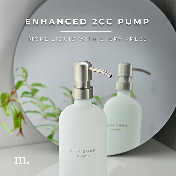 MaisoNovo Soap Dispenser 3-Piece Set | 16.9oz White Bottles - Image 5