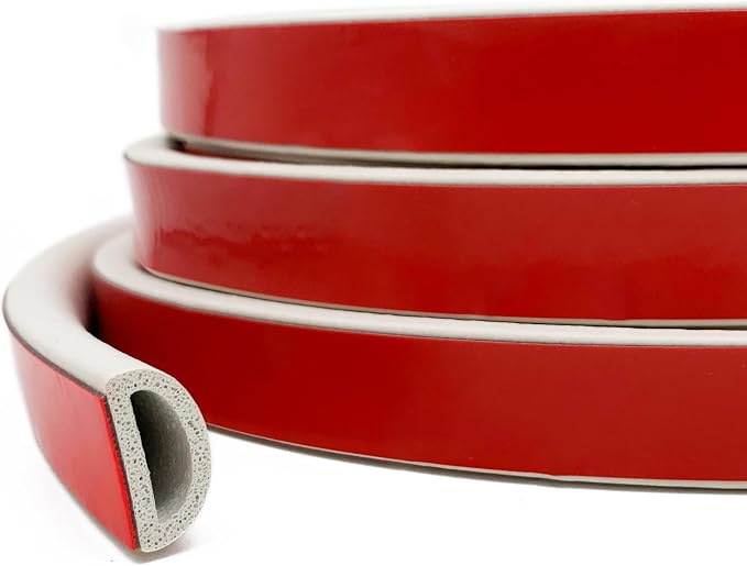 White Rubber Weather Stripping, Self-Adhesive D Shape Rubber Seal by Tintvent