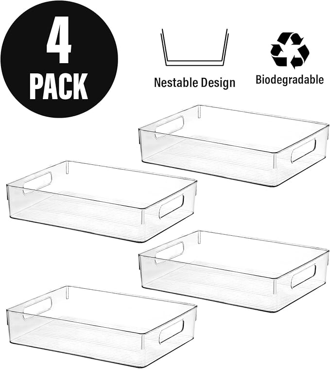 Large Clear Plastic Storage Bins, Pantry Organizers and Storage Containers - Image 4