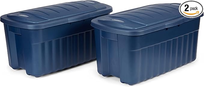 Rubbermaid Roughneck Tote 40 Gal, 2 Pack, Made in USA, Dark Indigo Metallic by Rubbermaid