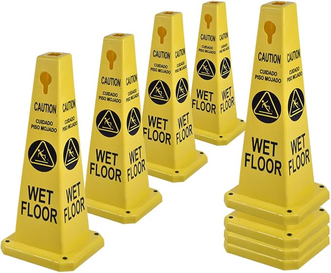 8-Pack 26.5" Caution Cones, 4-Sided Visible Safety Signs by OranclUS