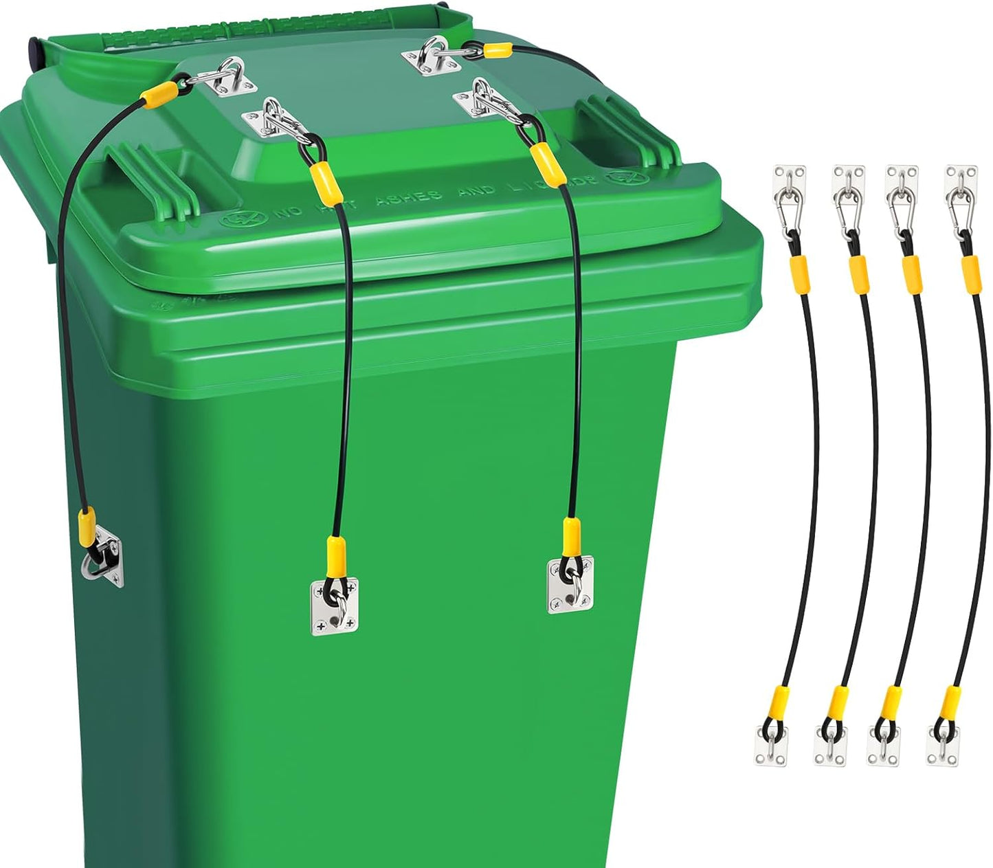 4 Pcs Trash Can Lid Lock for Animal, Bear Proof Trash Can Locks, Universal Outdoor Heavy Duty Garbage Bin Lock for Raccoon, Easy to Install