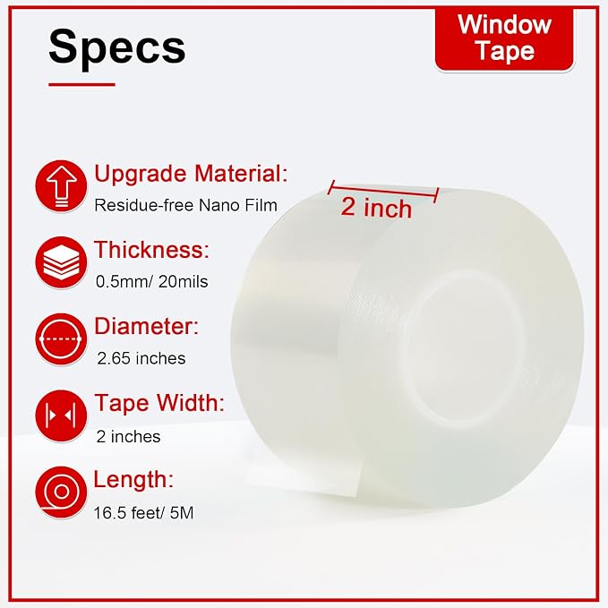 Transparent Window Weather Sealing Tape 2 Inch x 16.5 FT Weather Stripping - Image 2
