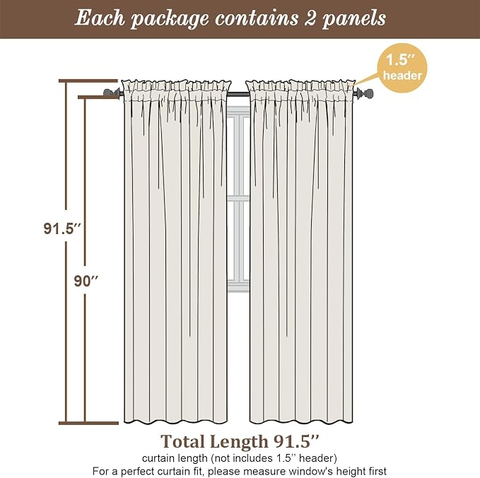 Chyhomenyc Sage Green Sheer Curtains 90 Inches Long 2 Panels, Light Filtering - Image 2