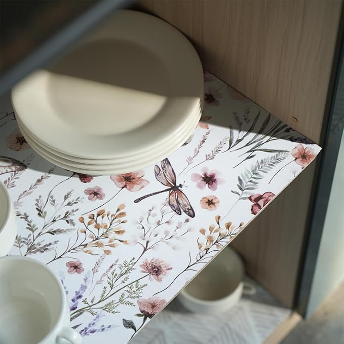 Floral Drawer and Shelf Liner for Kitchen Cabinets, 16IN x 20FT Non-Adhesive - Image 5