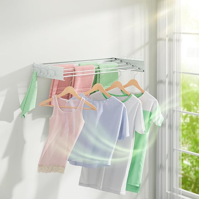 BAKON Clothes Drying Rack Wall Mounted 40", Laundry Clothes Drying Rack - Image 9