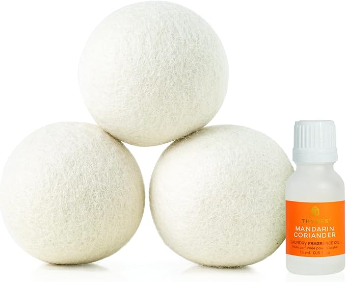 Thymes Wool Dryer Balls Set – Includes 3 Wool Laundry Balls + 1 Scented Laundry - Image 4