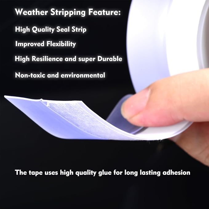 Silicone Seal Weather Stripping Tape 16.5 Feet Strip Bottom Draft Insulation - Image 3