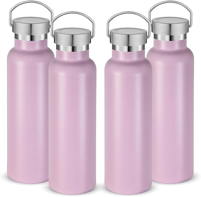 Neihepal 20 oz Insulated Water Bottles Bulk 4 Pack, Stainless Steel Double Wall by Neihepal
