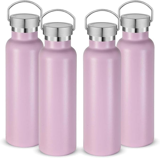 Neihepal 20 oz Insulated Water Bottles Bulk 4 Pack, Stainless Steel Double Wall by Neihepal