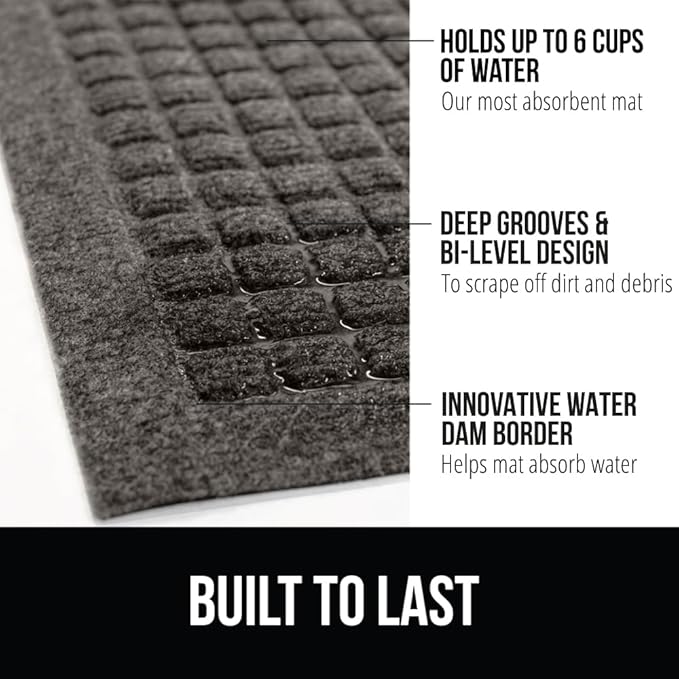 GORILLA GRIP Front Door Mat, Indoor Outdoor Ultra Absorbent HydroAbsorb Doormat - Image 2