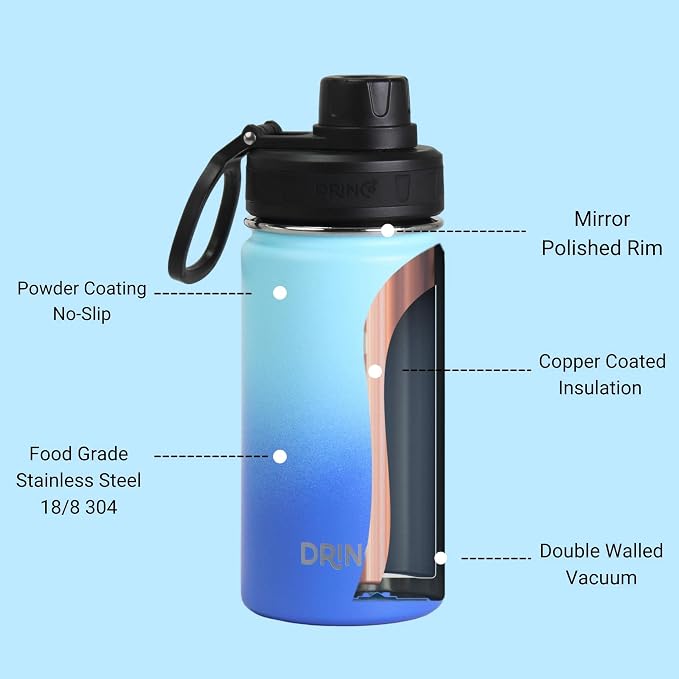 DRINCO Stainless Steel Water Bottle Spout Lid Vacuum Insulated Double Wall - Image 5