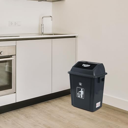 6 Gallon Plastic Swing Lid Garbage Can, Office Trash Can - Image 7