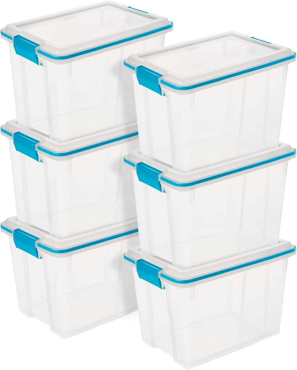 Sterilite Gasket Storage Box with Lids for Home & Office, 20 Quart, 6-Pack.