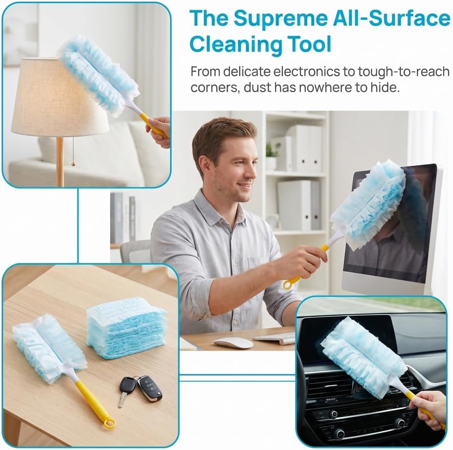 10 Count Disposable Duster Refills - Effortless Dust Removal for Electronics, Furniture, Blinds, and Ceiling Fans
