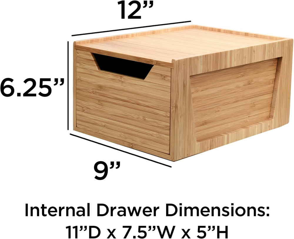 Tall Bamboo Drawer, Stackable Storage Solution for Kitchen Products, Office S...