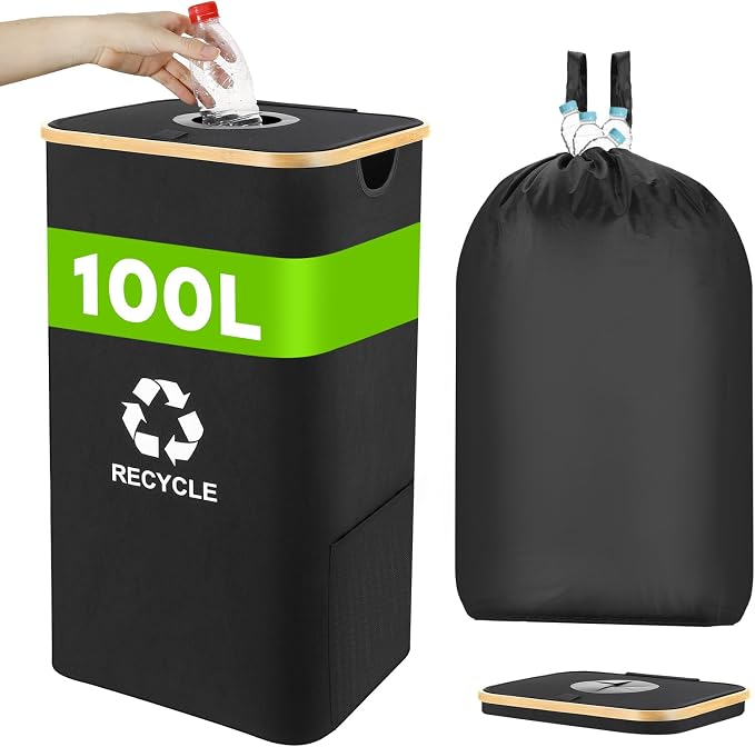 Recycling Bin for Kitchen 100L, 26 Gallon Recycle Bin by Roylvan