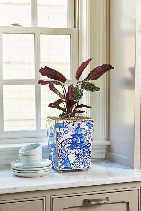 Jaye’s Studio Garden Party Decorative Gold Waste Basket - Image 7