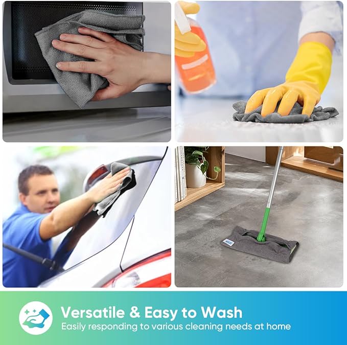 HOMEXCEL Grey Microfiber Cleaning Cloth, 24 Pack Cleaning Towels - Image 5