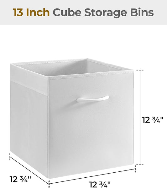 StorageWorks White Storage Cubes, 13-inch Leather Bins - Image 2