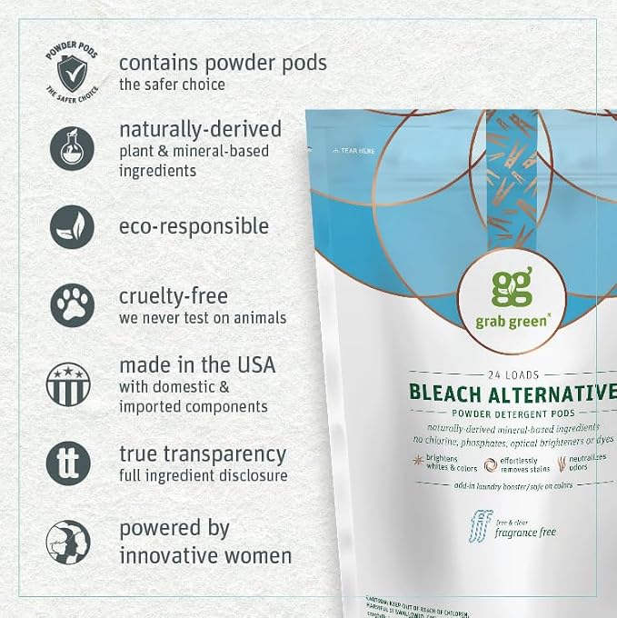 Grab Green Bleach Alternative Pods, Chlorine Free, Fragrance Free, Plant and - Image 3